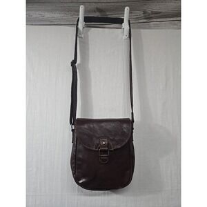 JACK‎ GEORGES Vintage Brown Leather Voyager Horseshoe Crossbody Shoulder Bag